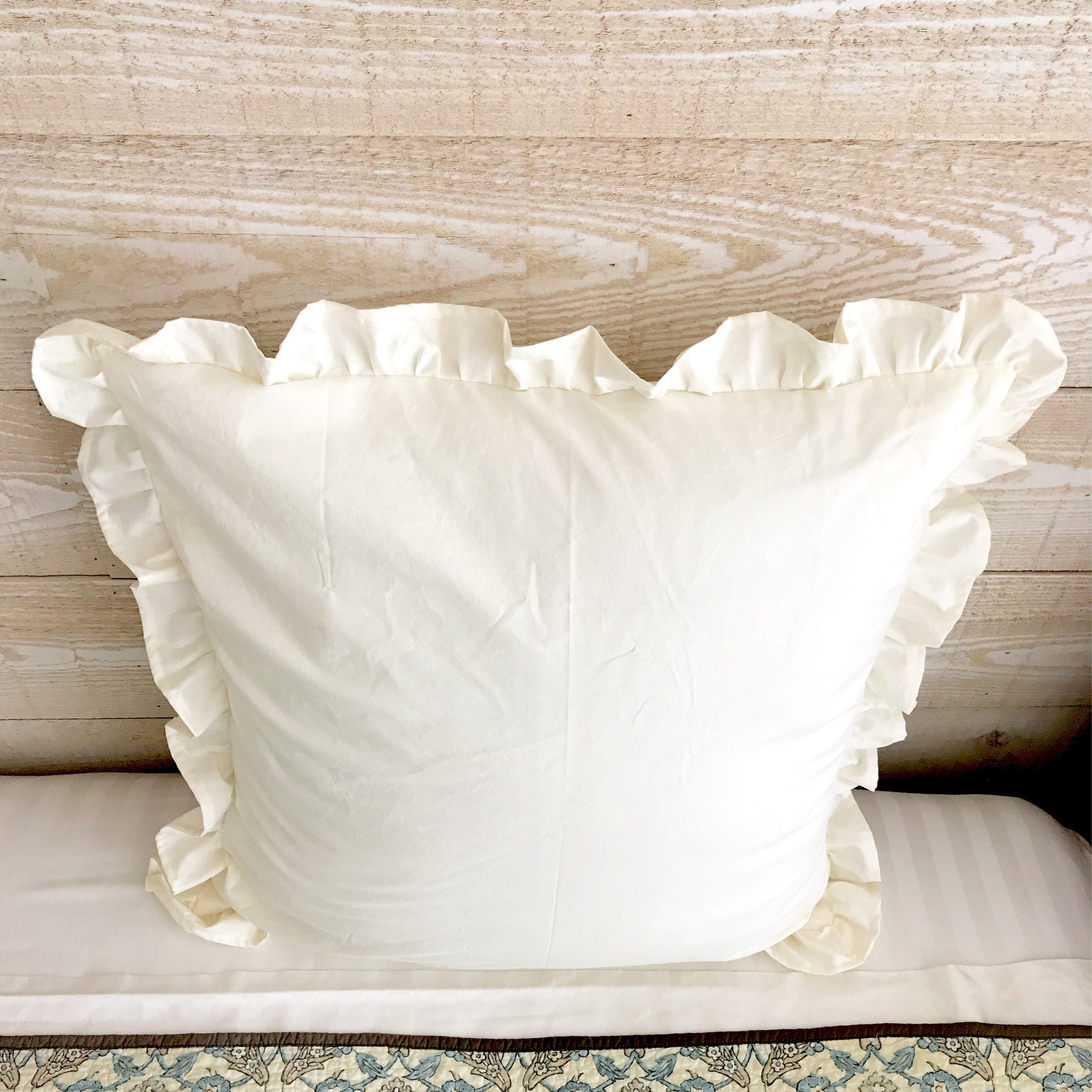 Ruffled Euro Pillow Sham in Ivory 26x26 Euro Pillow Covers Etsy