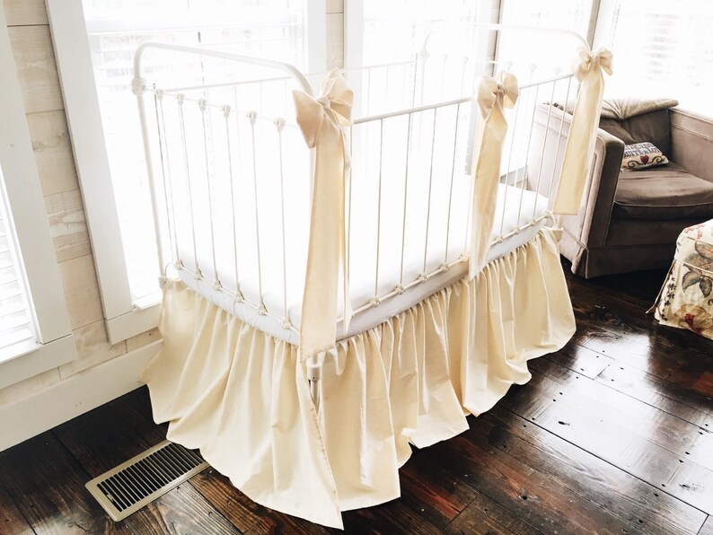 Farmhouse Crib Set for Girl or Boy Cream Crib Skirt Large Etsy