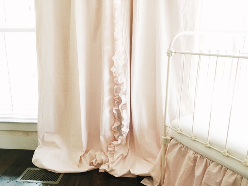 Pink Ruffle Crib Skirt Pink Ruffle Curtains Blackout Curtain Etsy
