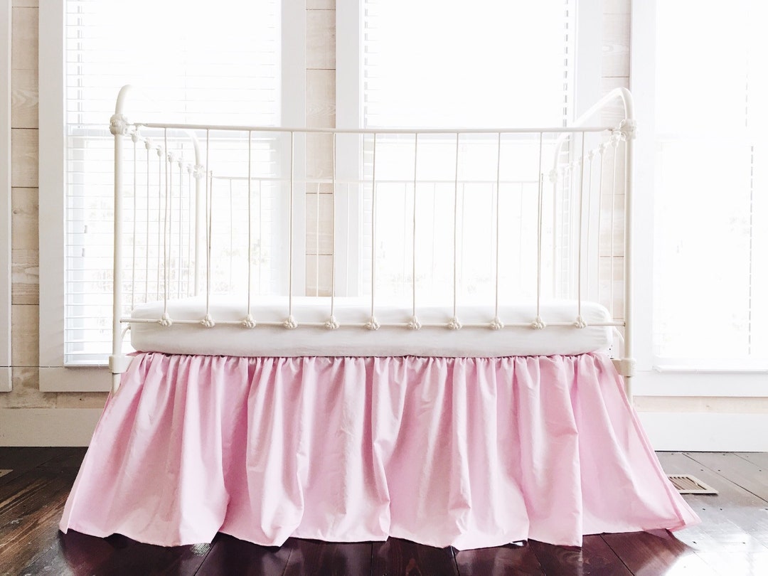 Parfait Pink Farmhouse Crib Skirt for Baby Girls Crib Dust Etsy