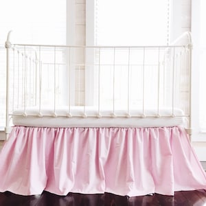 Parfait Pink Farmhouse Crib Skirt: Handmade Cotton Baby Girl Bedding