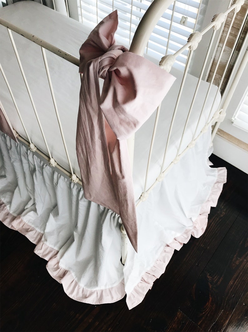 Baby Girl Ruffle Crib Bed Set White Ruffled Crib Skirt Pink Etsy