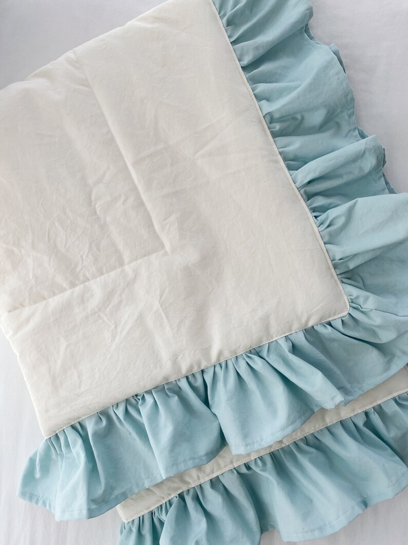 Ruffle Crib Quilt Boy or Girl, Baby Bed Comforter, Ruffled Baby Blanket, Nursery Bedding image 10