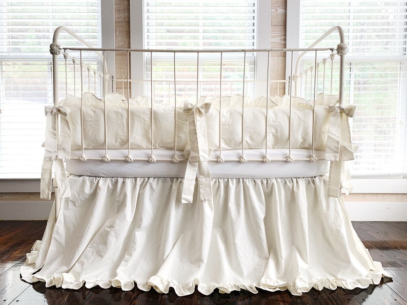 Ruffle Baby Bedding Set in Porcelain Boy Crib Bedding Baby Etsy