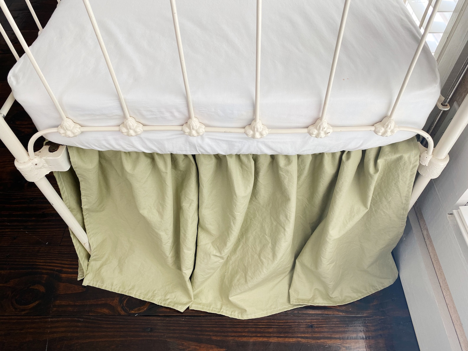 Sage Green Crib Skirt Boy Girl Baby Bedskirt Woodland Etsy