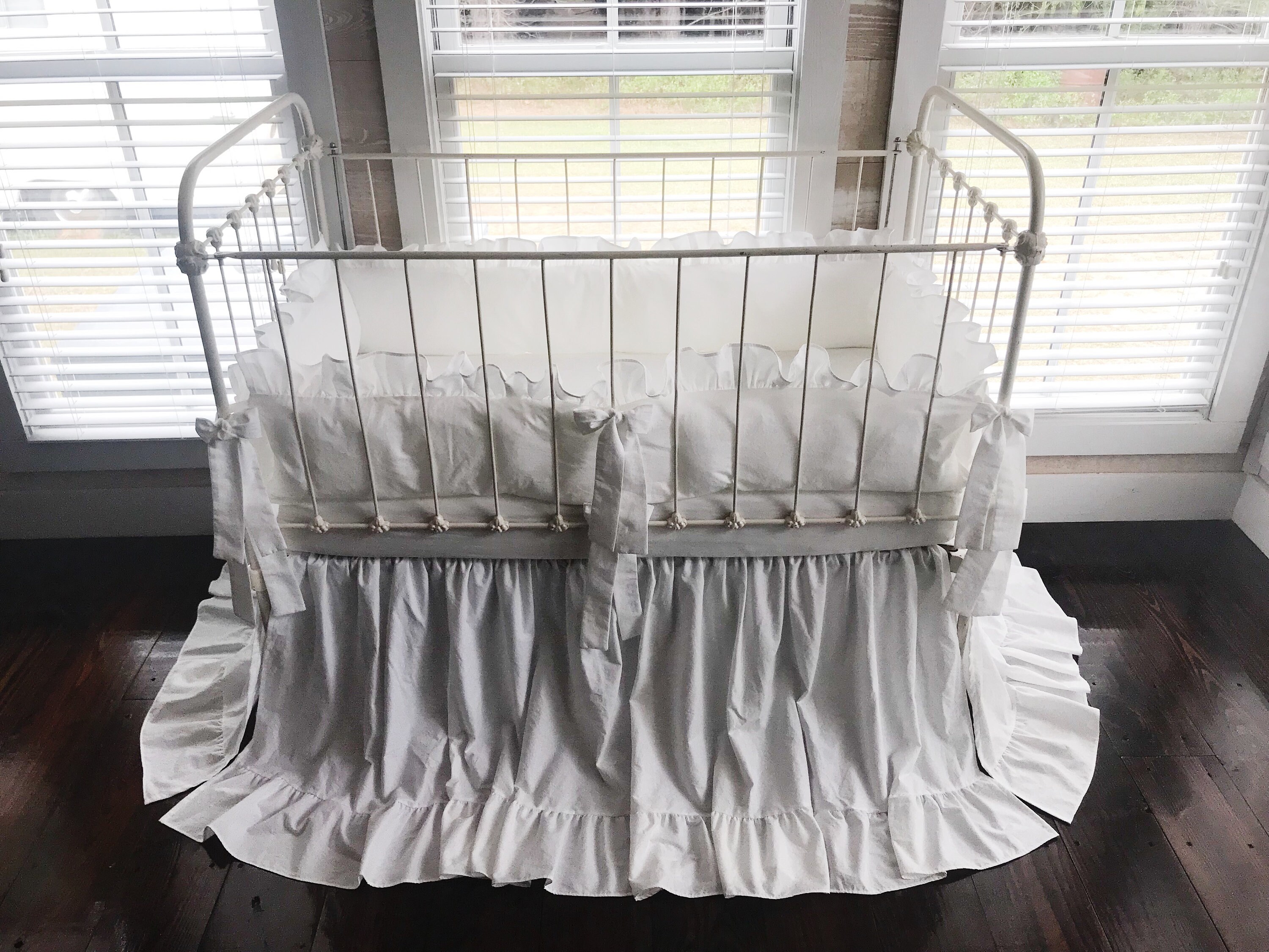 White Luxury Crib Bedding Set for Boy or Girl Long Crib Etsy