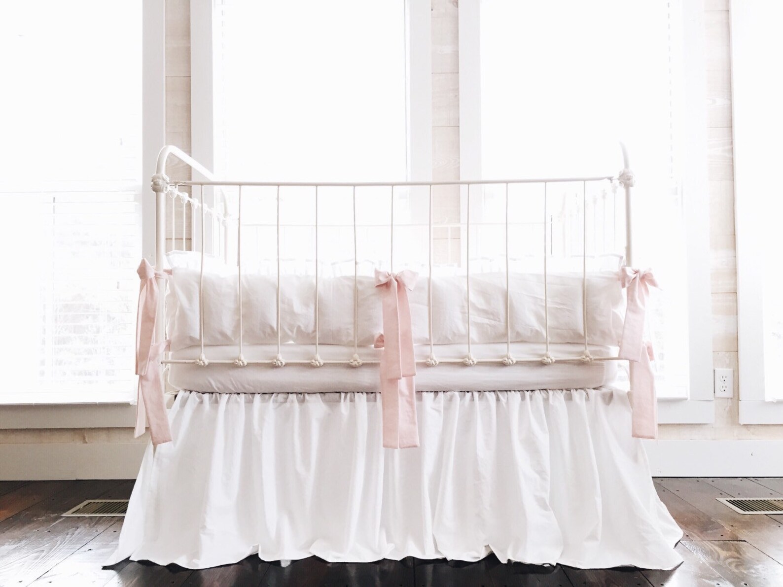 Shabby Chic Crib Bedding Set for Girls White and Baby Pink Etsy