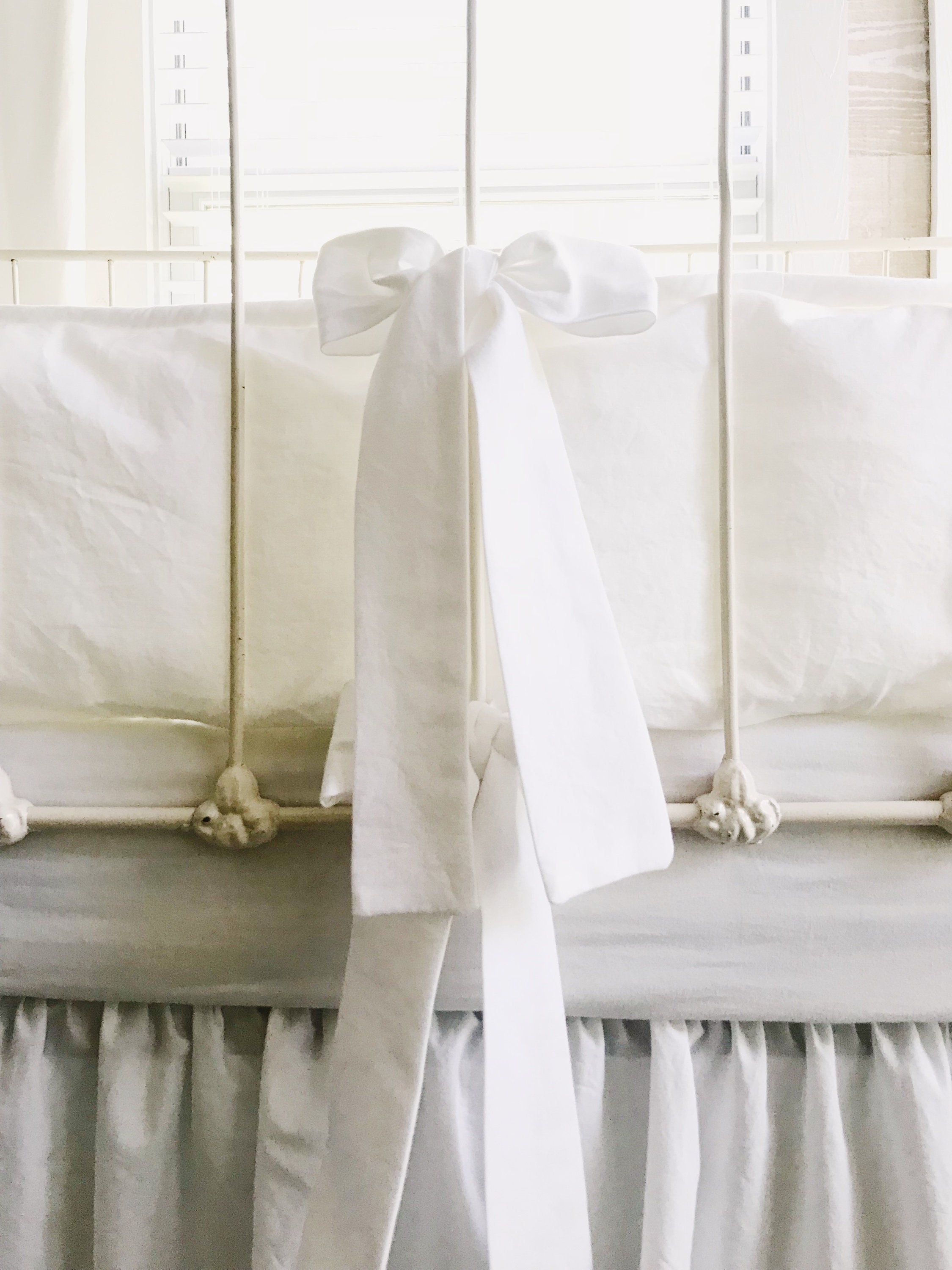 White Crib Bedding Set Neutral Crib Bedding Crib Bumper Etsy