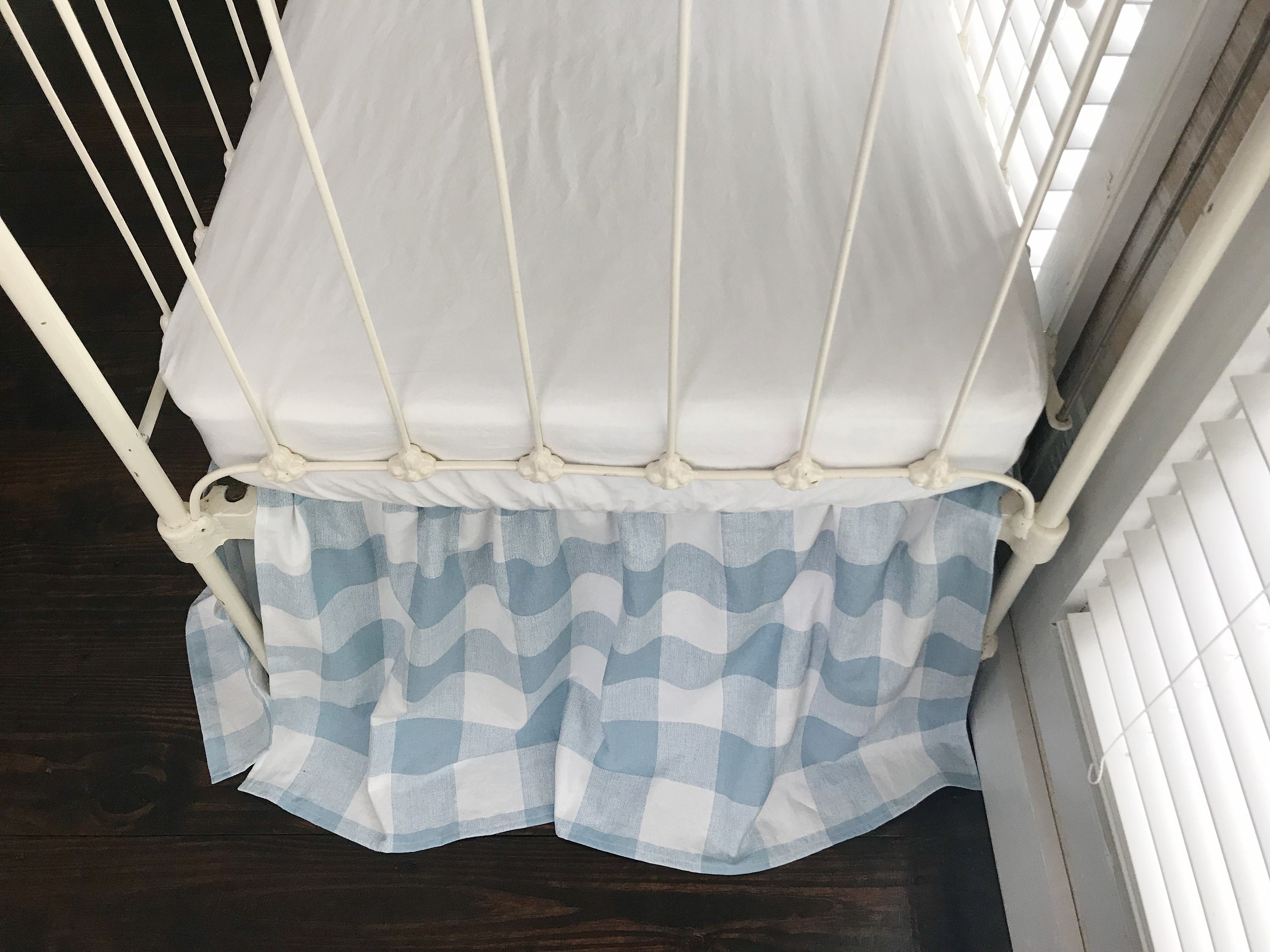 Blue buffalo plaid crib skirt hot sale