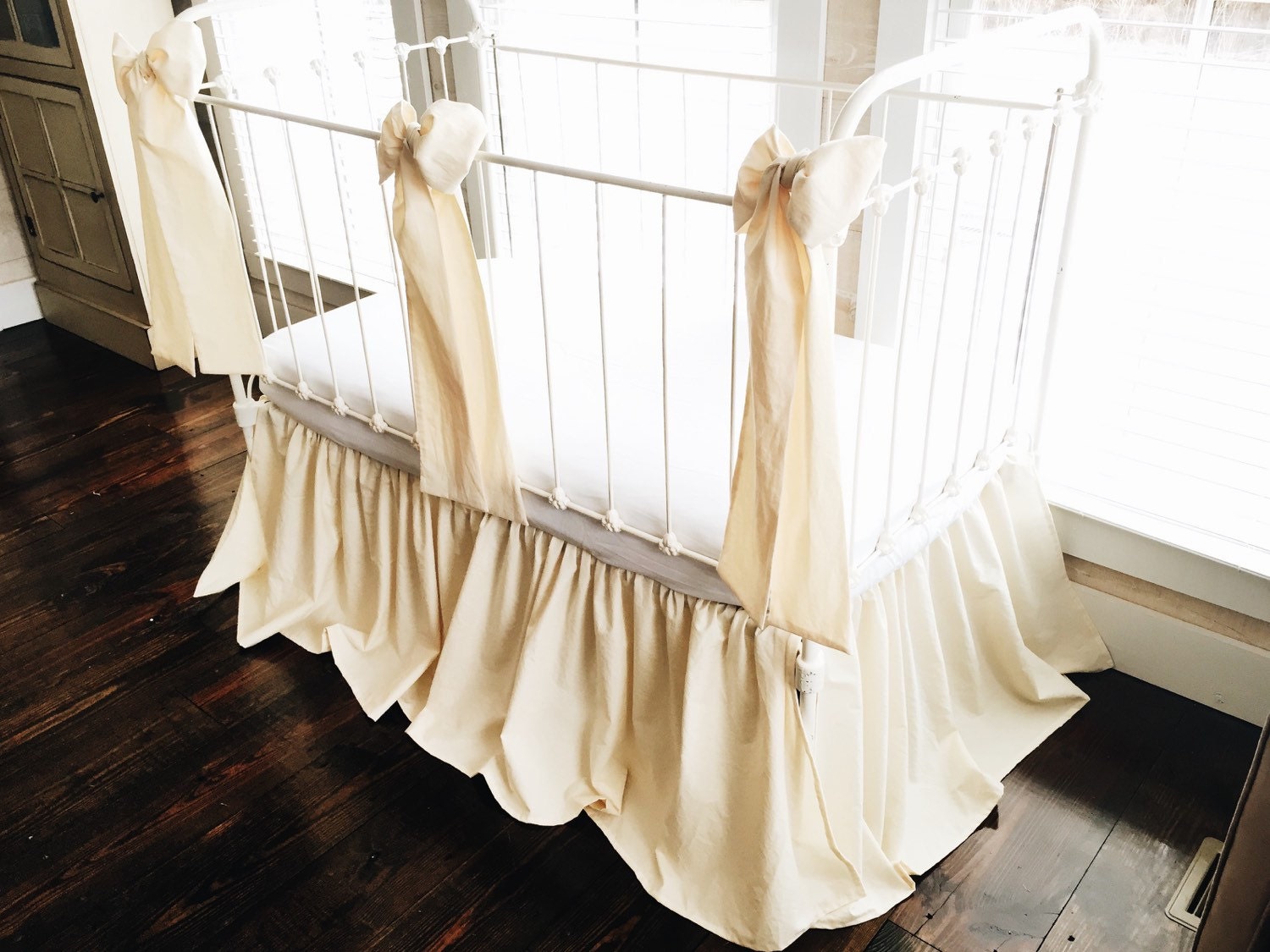 Farmhouse Crib Set for Girl or Boy Cream Crib Skirt Large Etsy