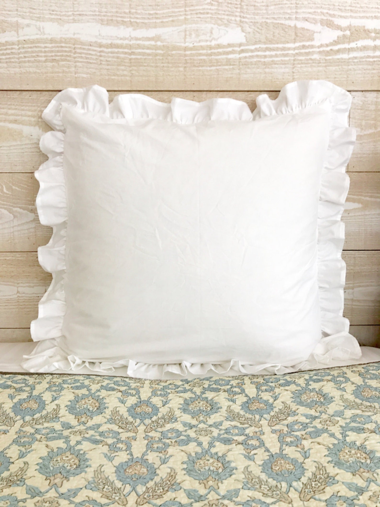 White Euro Sham Pillow Cover 26x26 Farmhouse Ruffle Euro Etsy