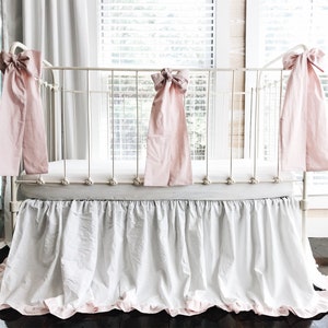 Aazon.co : TILLYOU Ruffled Crib Skirt With Popos, Icrofiber