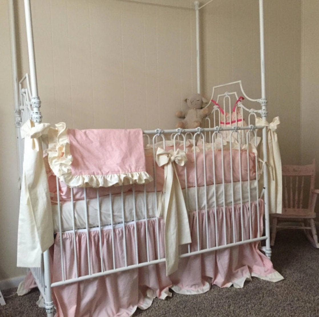 Girl Crib Bedding Set Ruffle Crib Skirt and Bumper Pads Crib Etsy