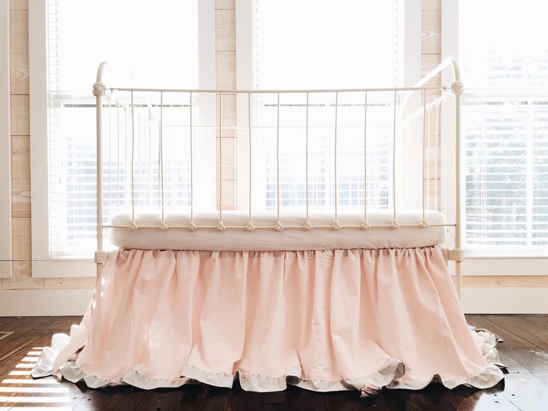 Baby Girl Ruffled Crib Skirt Crib Dust Ruffle Long Baby Bed Etsy