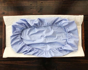 Baby Blue Changing Pad Cover: Washed Cotton, Handmade