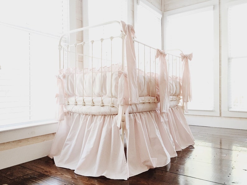 Baby Pink Baby Girl Farmhouse Crib Bedding Set Farmhouse Crib Etsy
