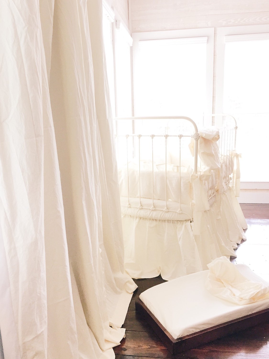 Ivory Crib Bedding Set Neutral Crib Skirt Crib Bumper Pads Etsy