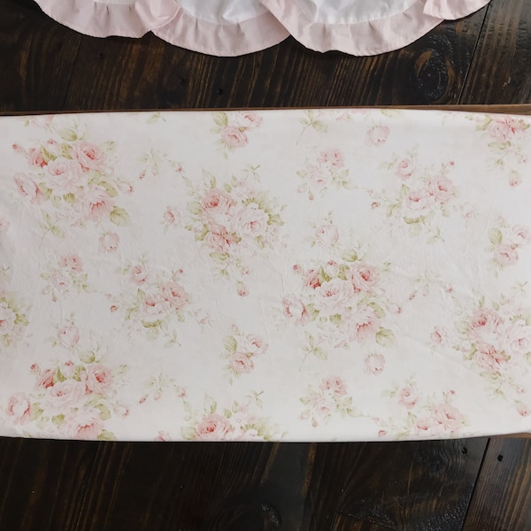 Watercolor Floral Girl Changing Pad Cover, Pink Changing Table Cover, Girl Nursery Bedding, Baby Girl Nursery Decor