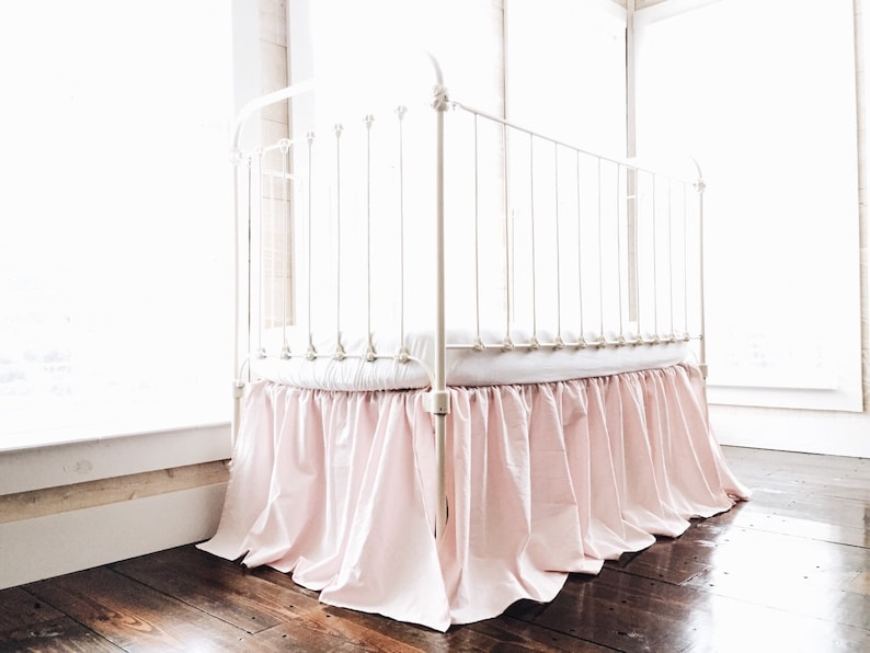 Baby Pink Farmhouse Crib Skirt Girl Baby Bed Skirt Crib Dust Etsy