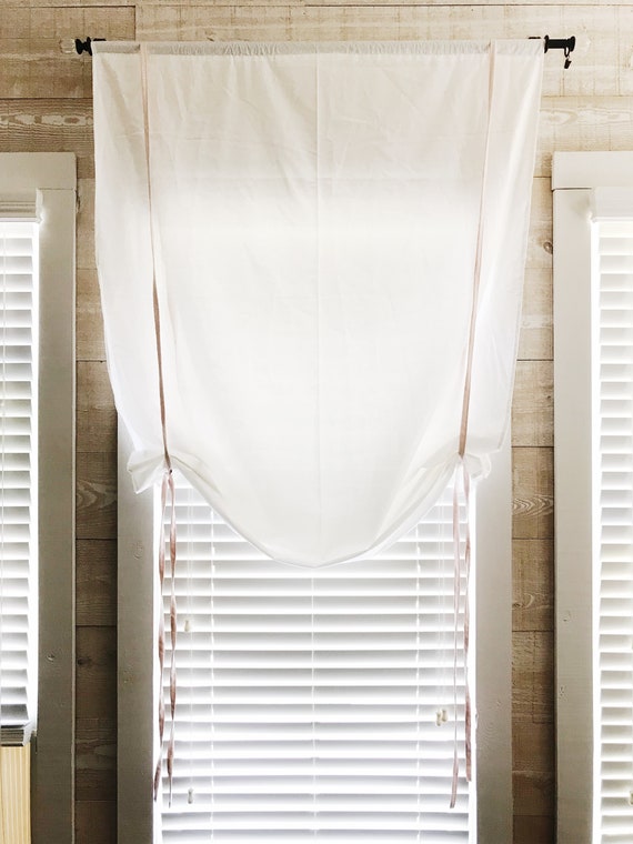 White Tie Up Shade Nursery Curtains Nursery Shades Window Etsy
