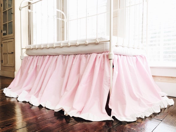 Crib Skirt For Girls Bright Pink Crib Skirt Ruffled Crib Etsy