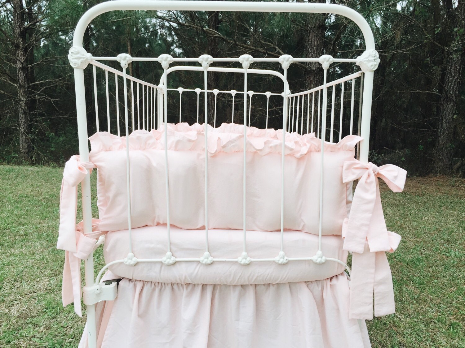 Pink Crib Bumper Ruffled Crib Bumper Girl Crib Bumper Light Etsy