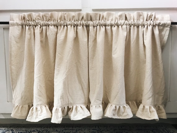 Ruffled Cafe Curtains, Curtain Valance, Farmhouse Curtains, Window Treatments