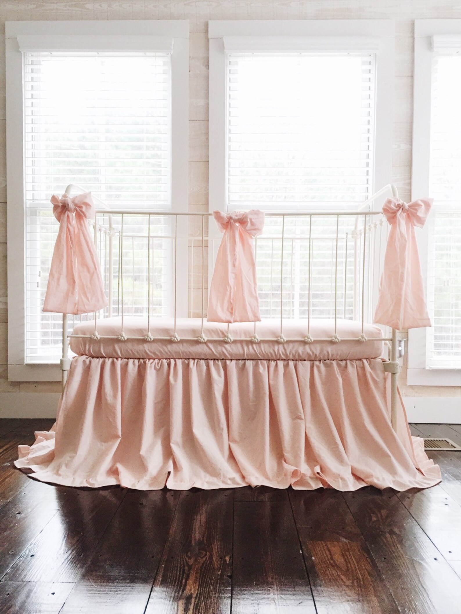 Pink Ruffle Crib Bedding Set Ruffled Crib Skirt Baby Girl Etsy