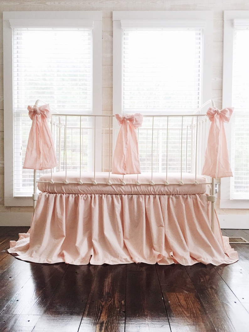 Pink Ruffle Crib Bedding Set Ruffled Crib Skirt Baby Girl Etsy