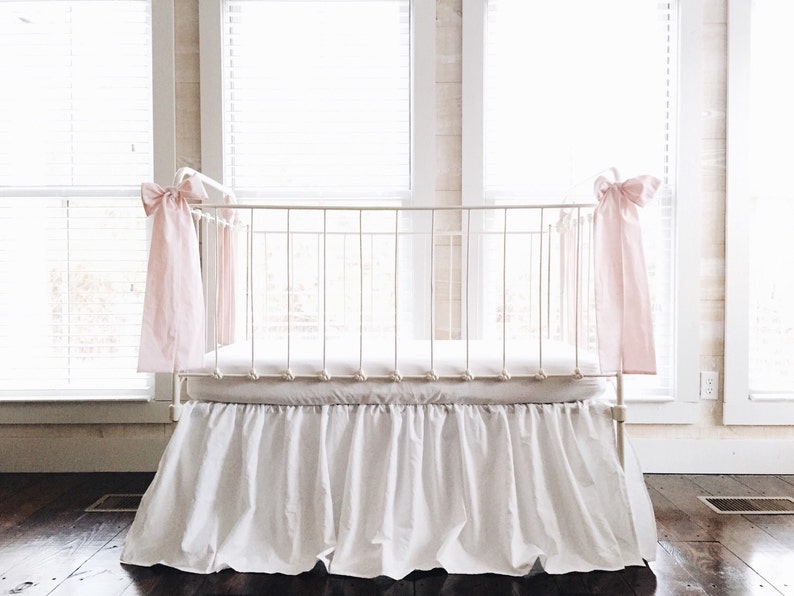Baby Girl Nursery Bedding Set White Crib Skirt Light Pink Etsy