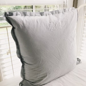Zen Grey Euro Pillow Sham: 26x26 Tailored Farmhouse Cover afbeelding 2