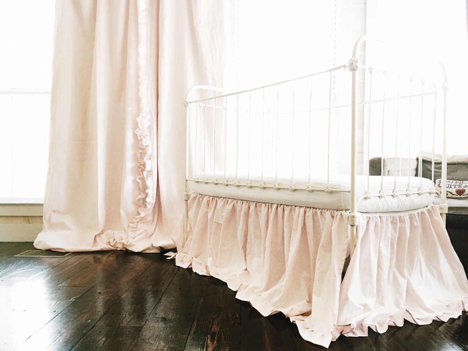 Baby Pink Ruffled Crib Skirt Crib Dust Ruffle Girl Baby Etsy
