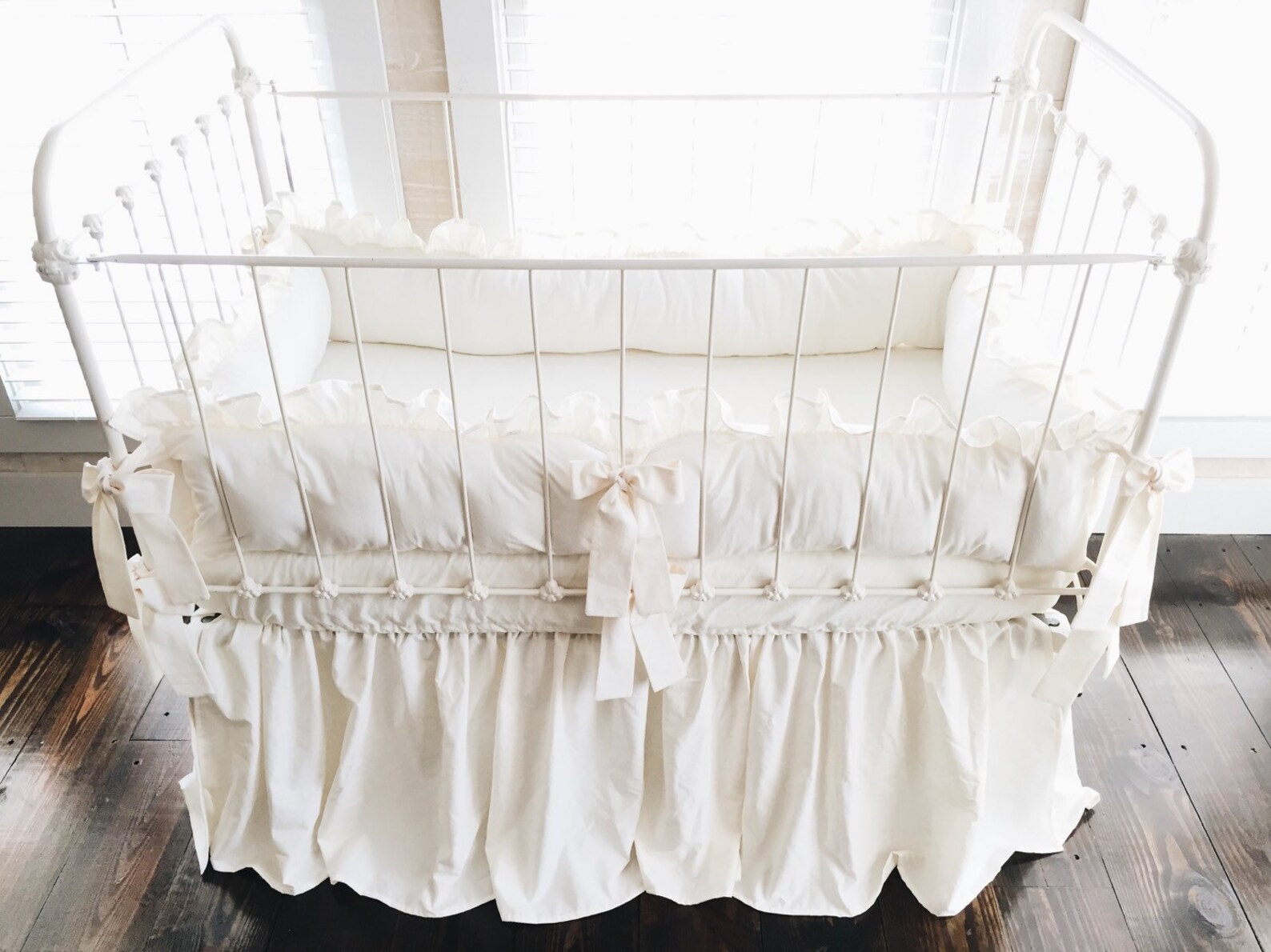 Ivory Farmhouse Crib Bedding Set Neutral Crib Bumpers Ivory Etsy