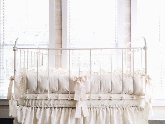 ivory crib bumper
