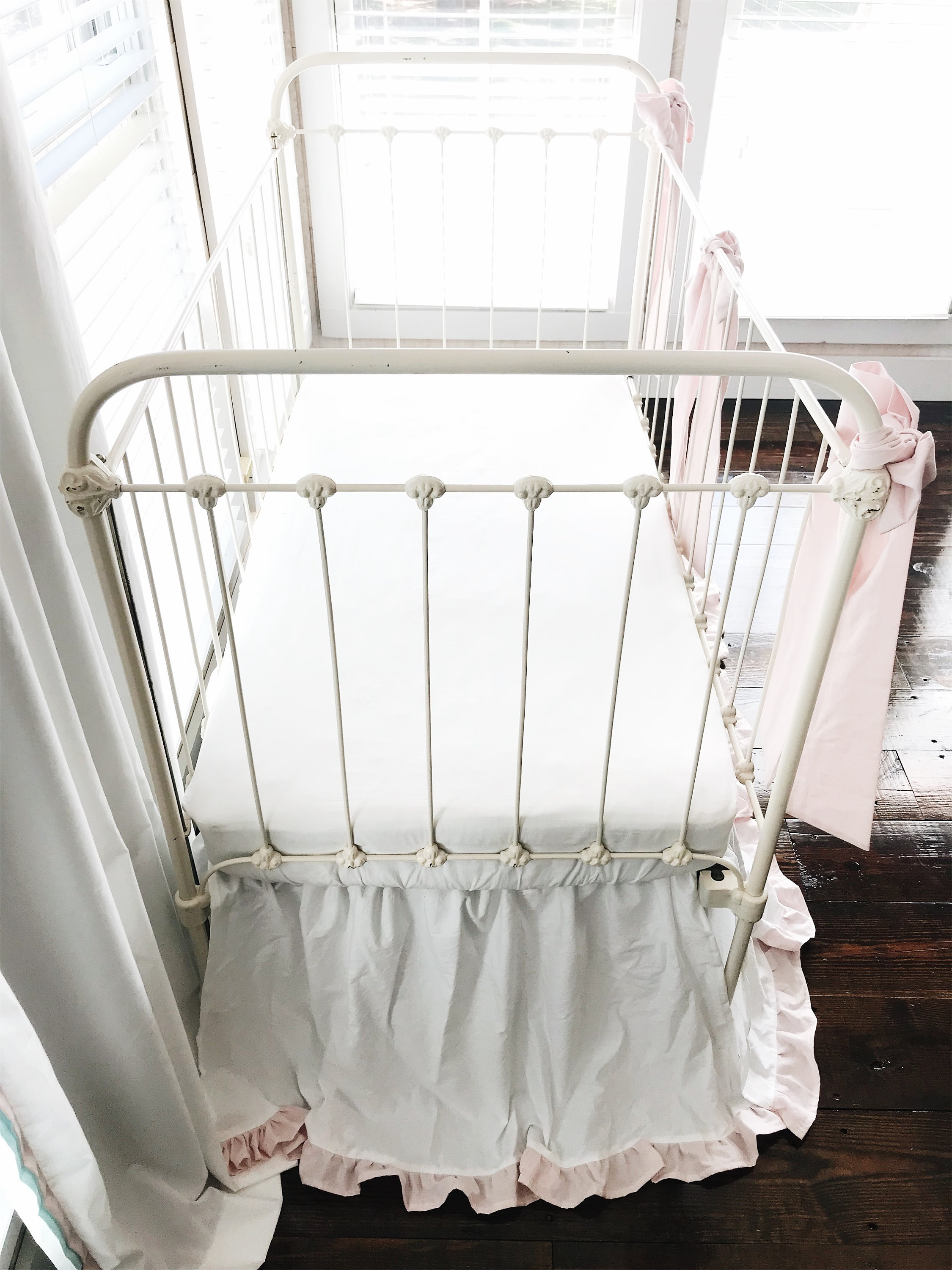 White and Pink Baby Girl Crib Skirt Ruffle Crib Skirt Large Etsy