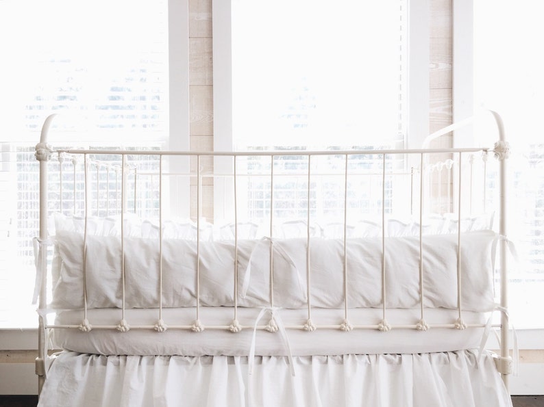 White Ruffled Baby Crib Bumpers By High Cotton Textile Etsy