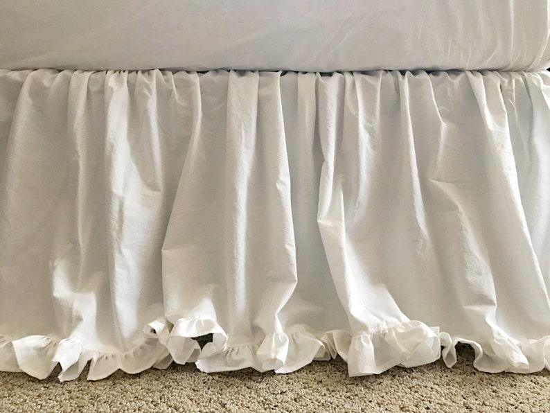 White Twin Bed Skirt Ruffled Dust Image 0