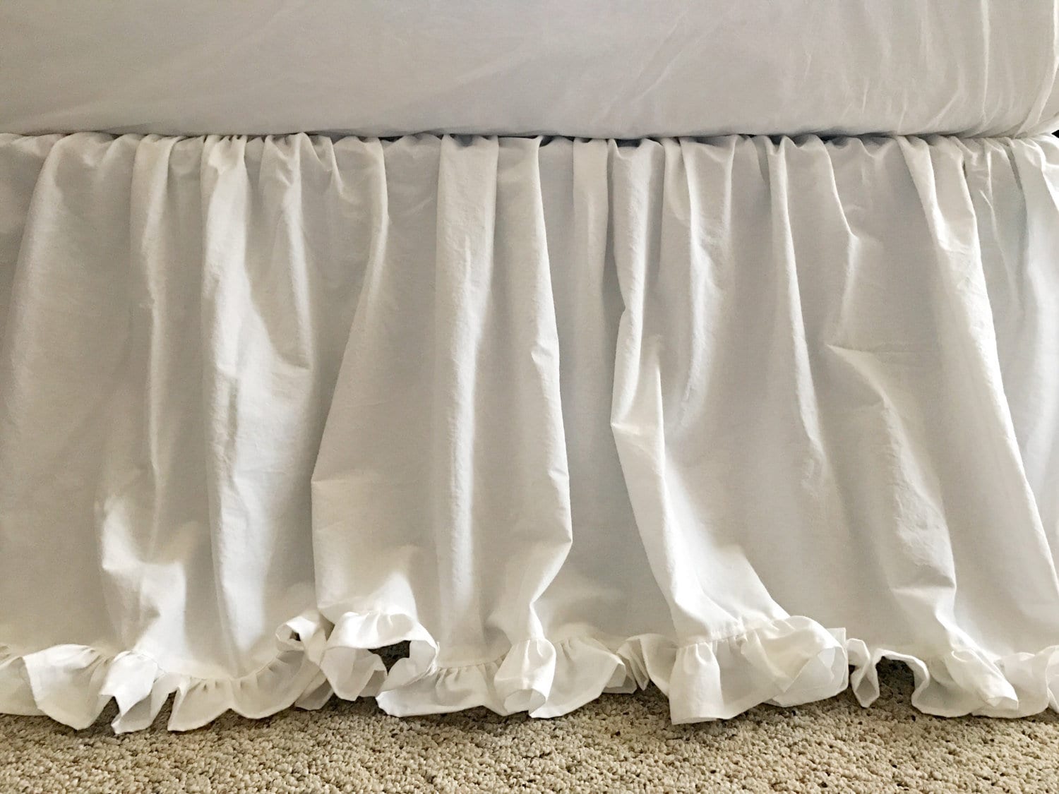 Bed Skirts Home & Garden White Ruffled Bedskirt King Gathered Cotton