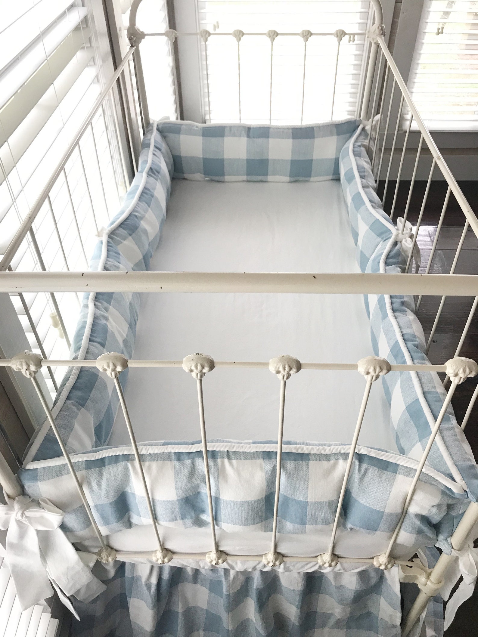 Blue Buffalo Check Crib Bumpers Boy Crib Bumpers Crib Bumper Etsy