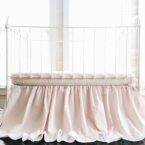 Baby Girl Ruffle Crib Bed Set White Ruffled Crib Skirt Pink Etsy