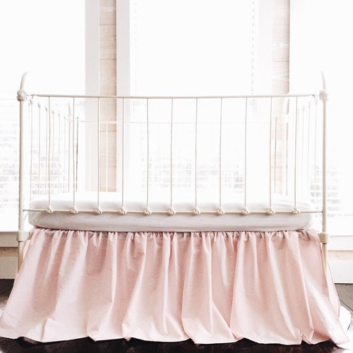 Baby Pink Farmhouse Crib Skirt Girl Baby Bed Skirt Crib Dust Etsy