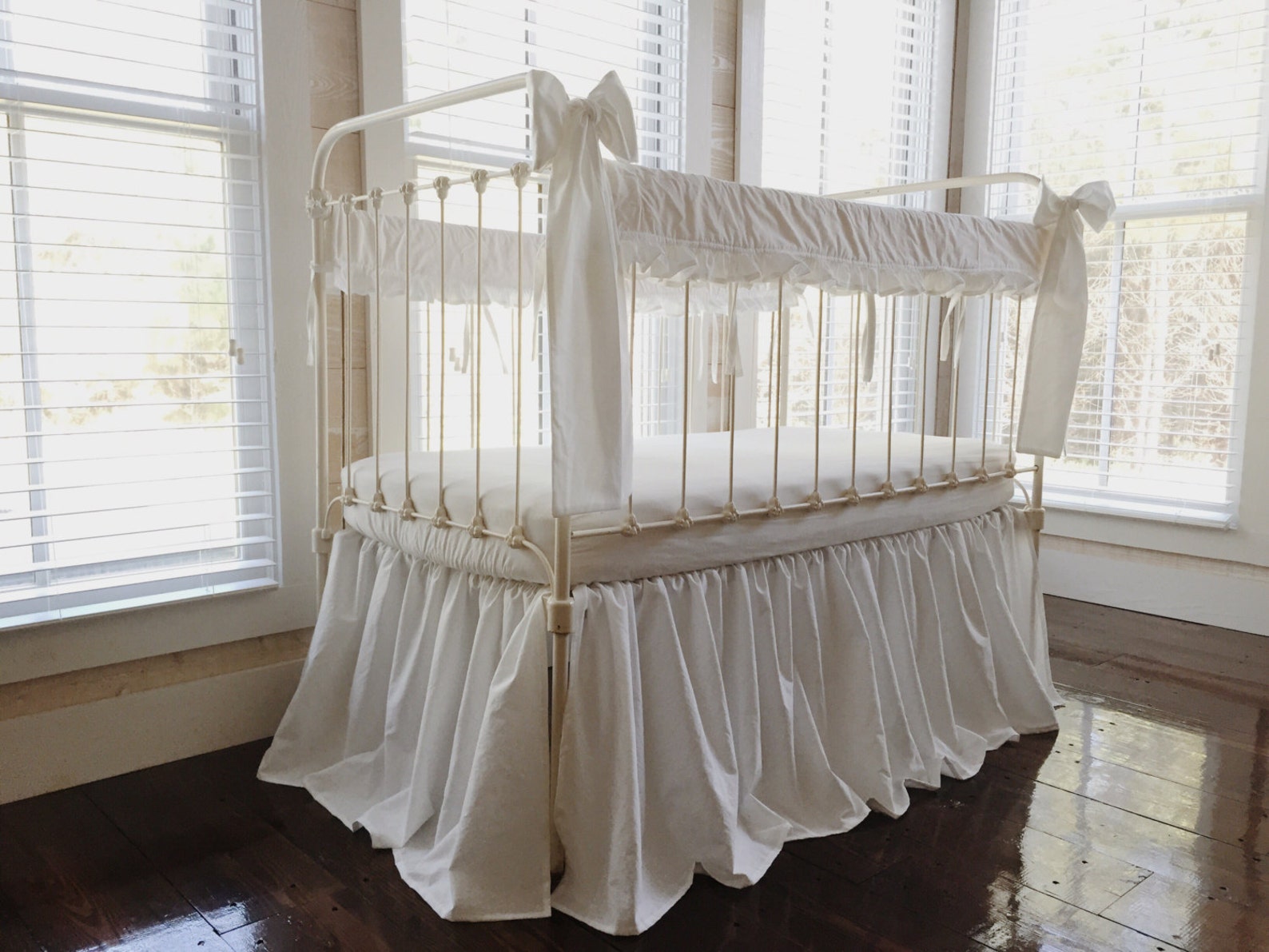 White Crib Rail Cover Set Crib Bedding Boy or Girl Farmhouse Etsy