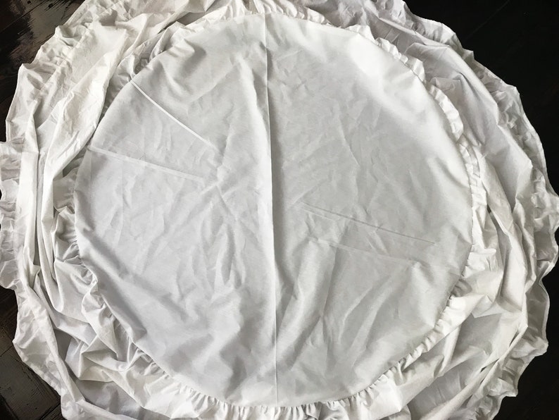 White Round Ruffled Crib Skirt Round Crib Bedding Round Baby Etsy