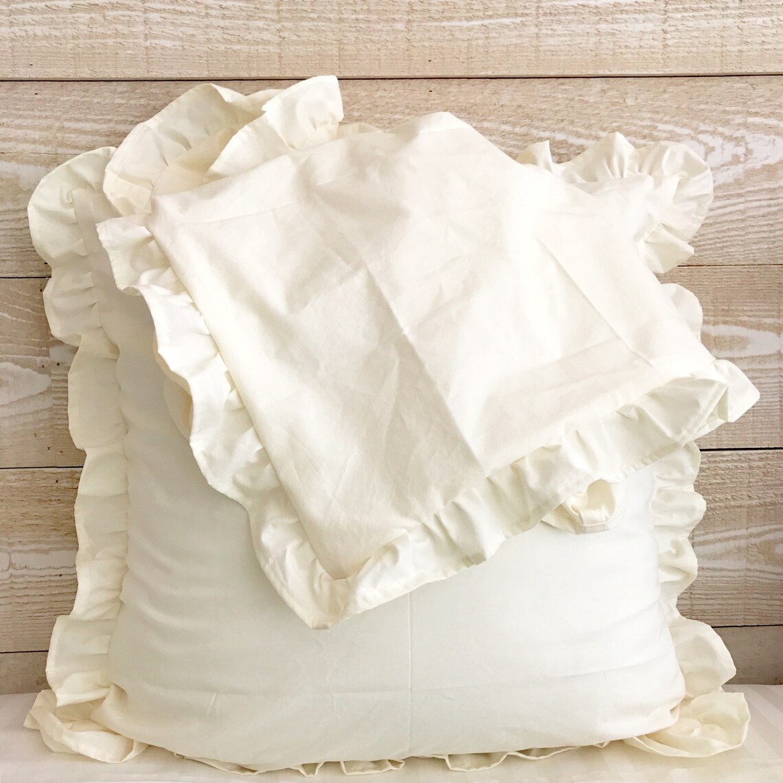 Ruffled Euro Pillow Sham 26x26 Euro Pillow Covers Ivory Euro Etsy