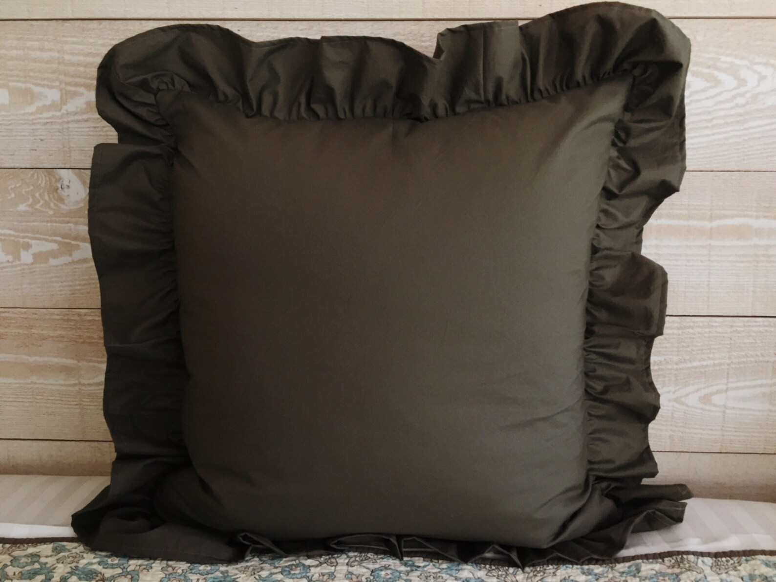 26x26 Ruffled Euro Pillow Sham Cotton Pillow Cover Solid Etsy