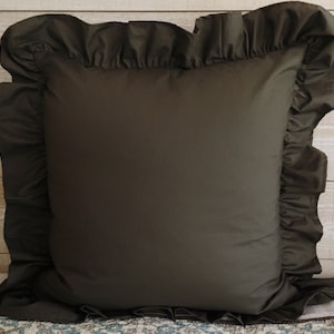 26x26 Ruffled Euro Pillow Sham, Cotton Pillow Cover, Solid Pillow Sham, Euro Pillow Cover