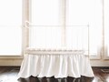 White Cotton Crib Skirt: Farmhouse Style, Handmade Dust Ruffle