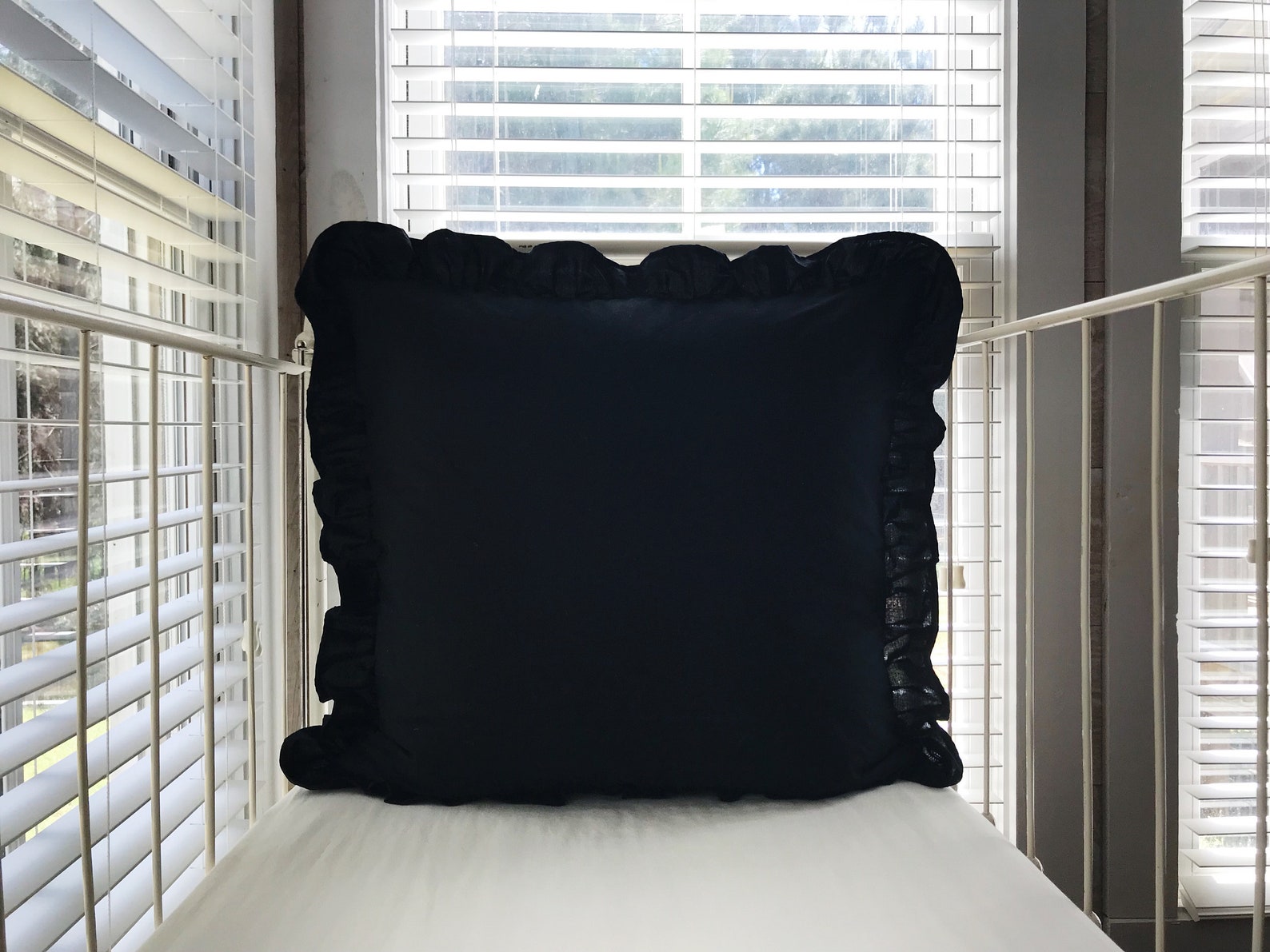 Black Euro Sham Ruffled Pillow Cover Farmhouse Euro Sham Etsy