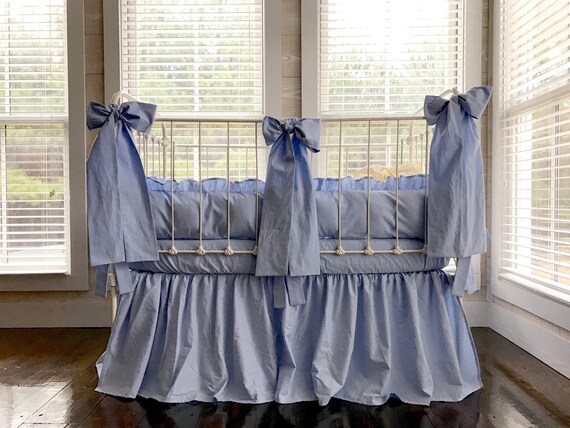 Baby Blue Crib Set Boy Crib Skirt Crib Bumper Pads Boy Crib Etsy