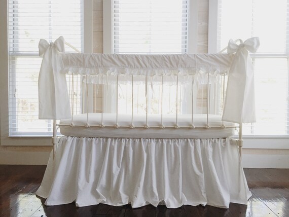 Crib Rail Cover Set White Crib Skirt Crib Rail Guard White Etsy